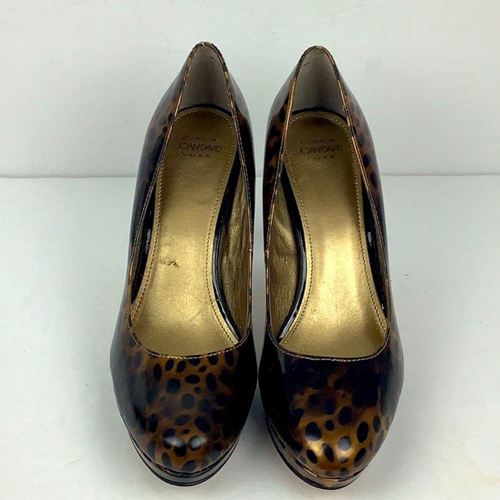 Circa Joan & David Luxe Pearly Brown Leopard Heels Sz 9M Used  Like New